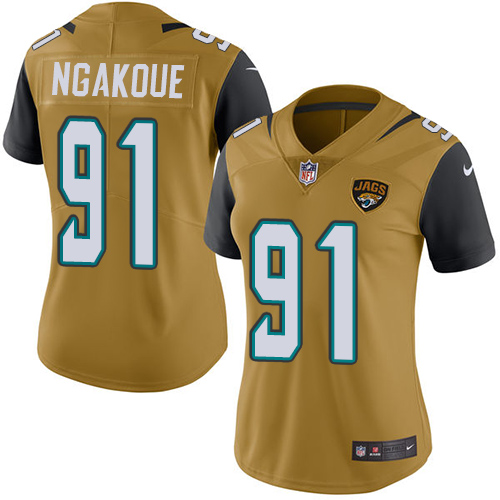 Women's Limited Yannick Ngakoue Nike Jersey Gold - #91 Rush NFL Jacksonville Jaguars